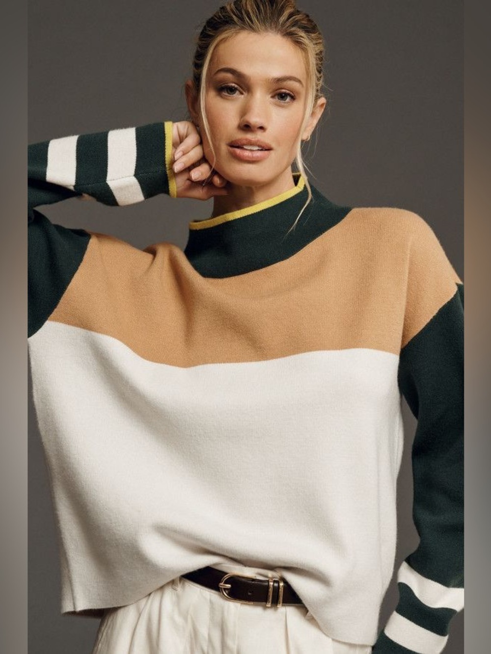 Anthropologie Maeve Carys Holly Colorblock Mock-Neck Sweater (Size XL) - NWT